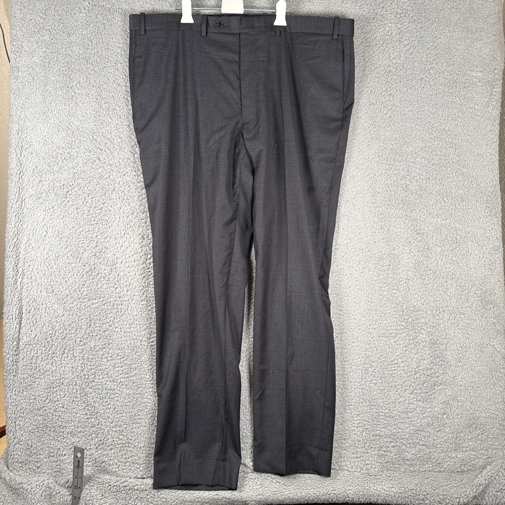Peter Millar Dress Pants Mens 44x34 Black 100% Wool Flat Front Classic ***Read